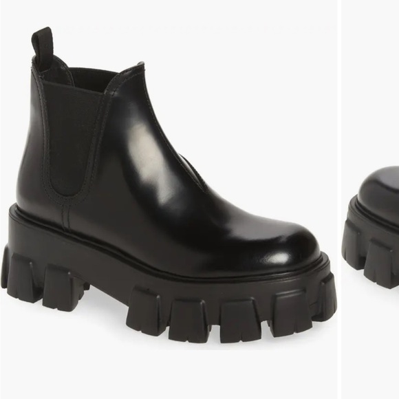 Prada Shoes - Prada monolith brushed leather chelsea boots